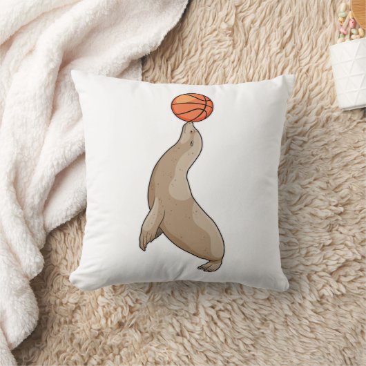 Seal with Basketball クッション (ブランケット)