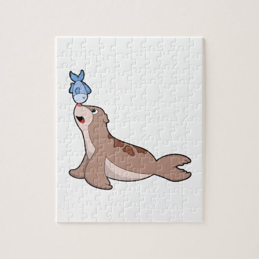 Seal with Fish (2).PNG ジグソーパズル (縦)
