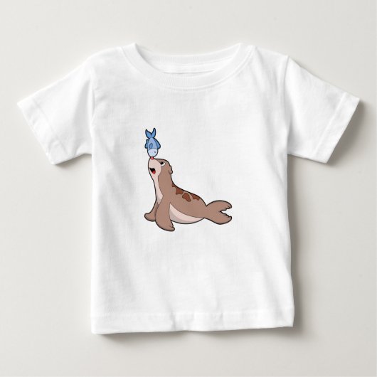 Seal with Fish (2).PNG ベビーTシャツ (正面)