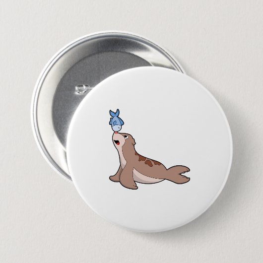 Seal with Fish (2).PNG 缶バッジ (正面&裏面)