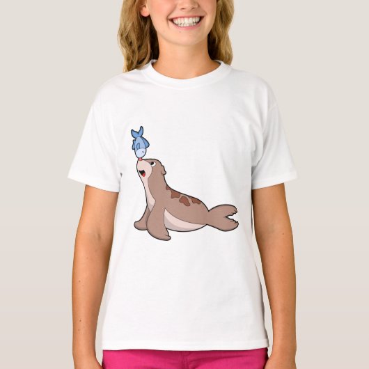 Seal with Fish (2).PNG Tシャツ (正面)