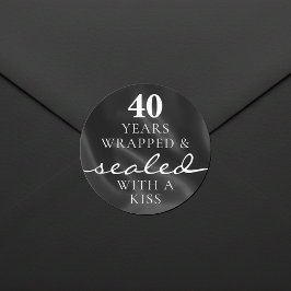 Sealed with a Kiss Black 40th Birthday Anniversary ラウンドシール