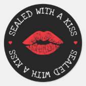 Sealed with a Kiss Black & Red Lip Valentine's Day ラウンドシール (正面)