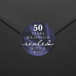 Sealed with a Kiss Blue 50th Birthday Anniversary ラウンドシール