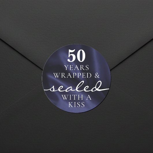Sealed with a Kiss Blue 50th Birthday Anniversary ラウンドシール