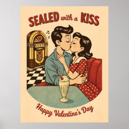 Sealed with a Kiss Retro 50s Jukebox  ポスター