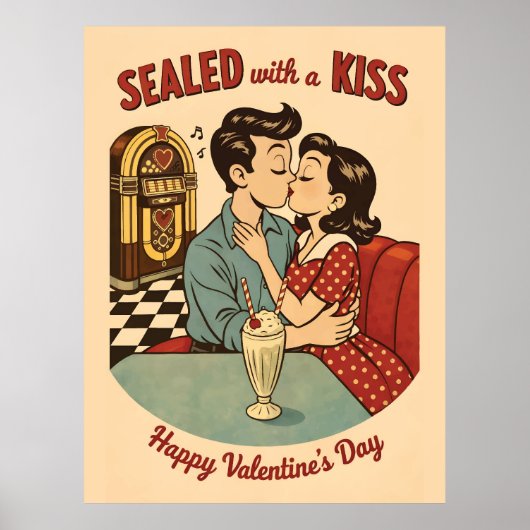 Sealed with a Kiss Retro 50s Jukebox  ポスター (正面)