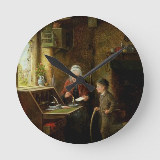 Sealing a Letter, 1890 (パネル上の油) ラウンド壁時計 (正面)