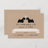 Sealyham Terrierシルエット結婚の返信RSVP 出欠カード (正面/裏面)