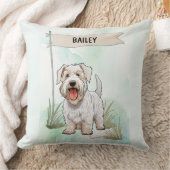 Sealyham Terrier Watercolor Personalized Dog クッション (ブランケット)