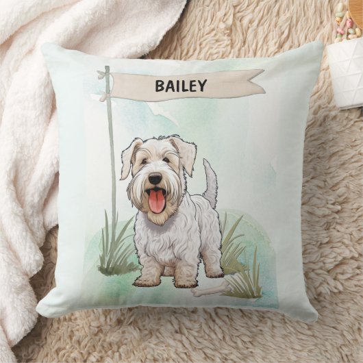Sealyham Terrier Watercolor Personalized Dog クッション (ブランケット)