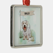 Sealyham Terrier Watercolor Personalized Dog メタルオーナメント (右)
