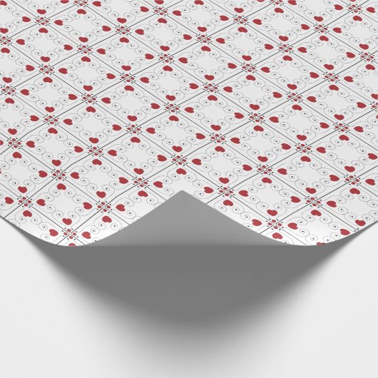SEAM MATCHES：バレンタイン赤いハートラッピング紙 ラッピングペーパー (角)