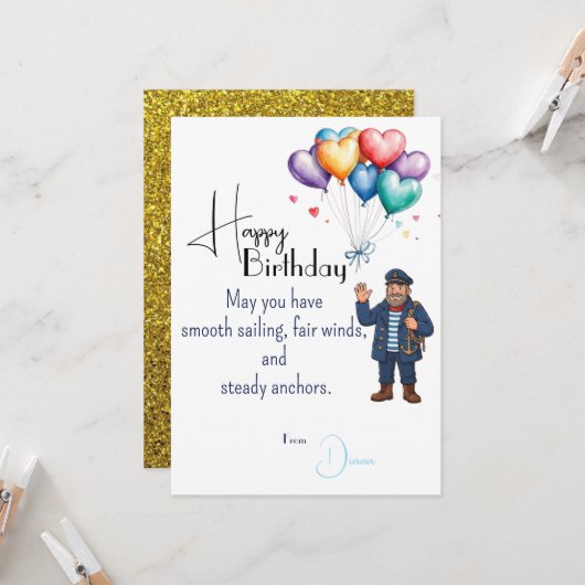 Seaman's Birthday カード (正面/裏面インサイチュ)