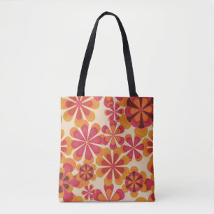 Seamless 70s retro floral pattern with vintage dai トートバッグ