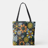 Seamless 70's retro hippie flowers pattern - Vinta トートバッグ (裏面)