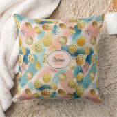 Seamless Abstract Brushstroke & Gold Shape Pattern クッション (ブランケット)