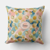 Seamless Abstract Brushstroke & Gold Shape Pattern クッション (正面)