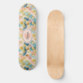 Seamless Abstract Brushstroke & Gold Shape Pattern スケートボード (正面)