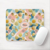 Seamless Abstract Brushstroke & Gold Shape Pattern マウスパッド (マウス)