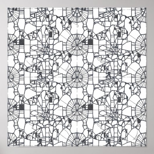 Seamless Abstract Decoupage Template Line Art ポスター (正面)