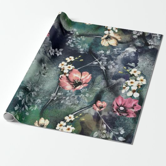 seamless abstract flower pattern on mix backgroun ラッピングペーパー (アンロールド)