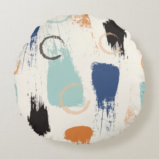Seamless abstract pastel brush strokes pattern bac ラウンドクッション (正面)