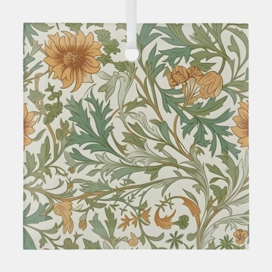 Seamless Arts and Crafts style repeating pattern ガラスオーナメント (正面)