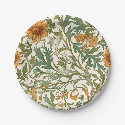 Seamless Arts and Crafts style repeating pattern ペーパープレート (正面)