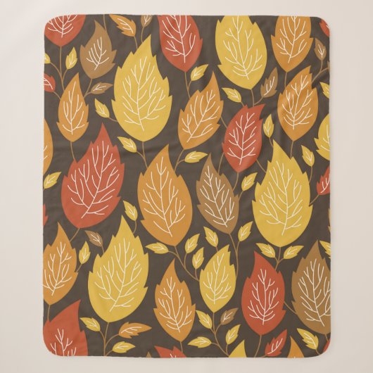seamless autumn pattern with a color leaves  シェルパブランケット (正面)