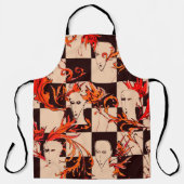 Seamless avant-garde pattern with faces and botany エプロン (正面)
