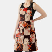 Seamless avant-garde pattern with faces and botany エプロン (インサイチュ)
