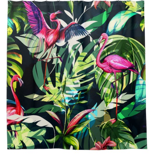 Seamless background floral pattern. Tropical leave シャワーカーテン (正面)