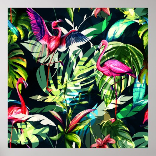 Seamless background floral pattern. Tropical leave ポスター (正面)