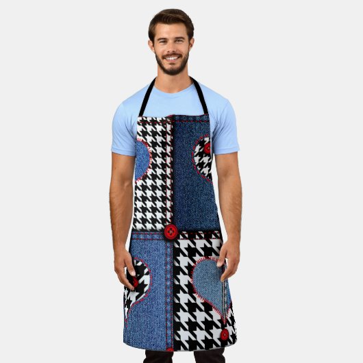 Seamless background pattern. Patchwork of denim fa エプロン (着用した状態)