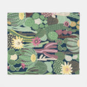 seamless background with cactus フリースブランケット (正面(横))