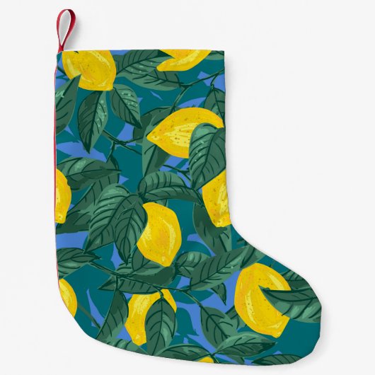 Seamless background with lemons and leaves. Citrus スモールクリスマスストッキング (正面)