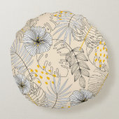 Seamless background with plants,leaves and flowers ラウンドクッション (裏面)