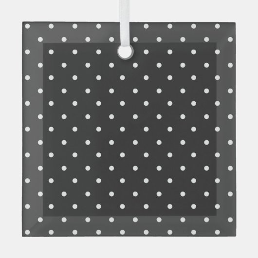 Seamless black and white polka dot pattern ガラスオーナメント (正面)