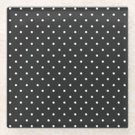Seamless black and white polka dot pattern  ガラスコースター