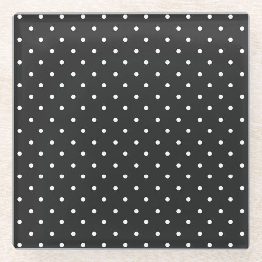 Seamless black and white polka dot pattern  ガラスコースター (正面)