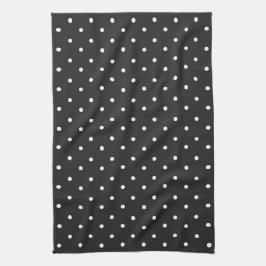 Seamless black and white polka dot pattern  キッチンタオル