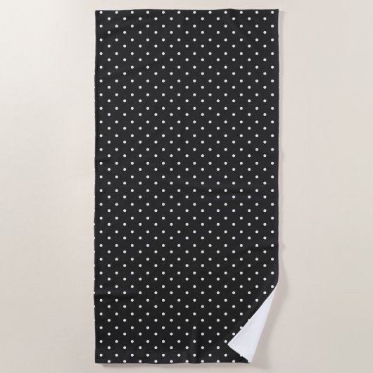 Seamless black and white polka dot pattern  ビーチタオル (正面)