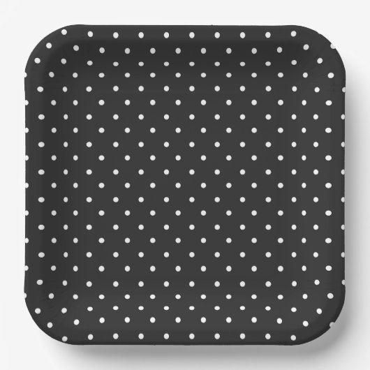 Seamless black and white polka dot pattern  ペーパープレート (正面)