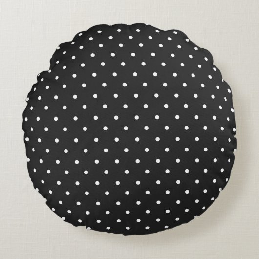 Seamless black and white polka dot pattern  ラウンドクッション (正面)