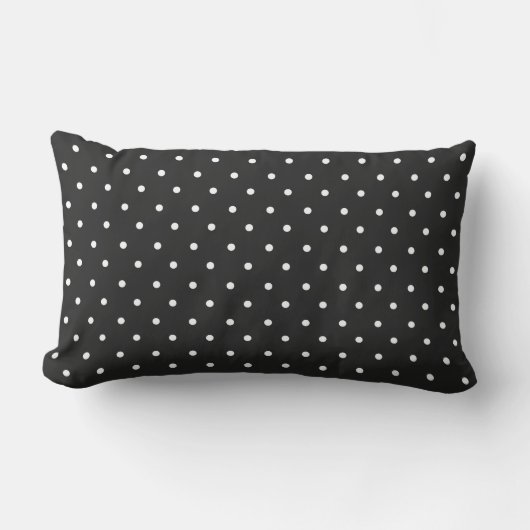 Seamless black and white polka dot pattern  ランバークッション (正面)