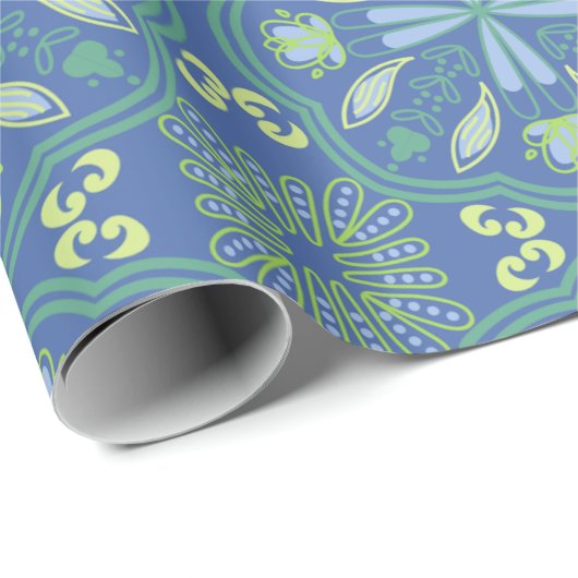 Seamless blue and green floral pattern  ラッピングペーパー (ロールコーナー)