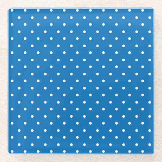 Seamless blue background polka dot pattern  ガラスコースター (正面)
