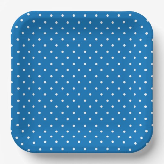 Seamless blue background polka dot pattern  ペーパープレート (正面)