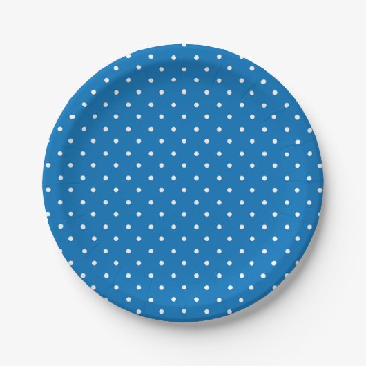 Seamless blue background polka dot pattern  ペーパープレート (正面)